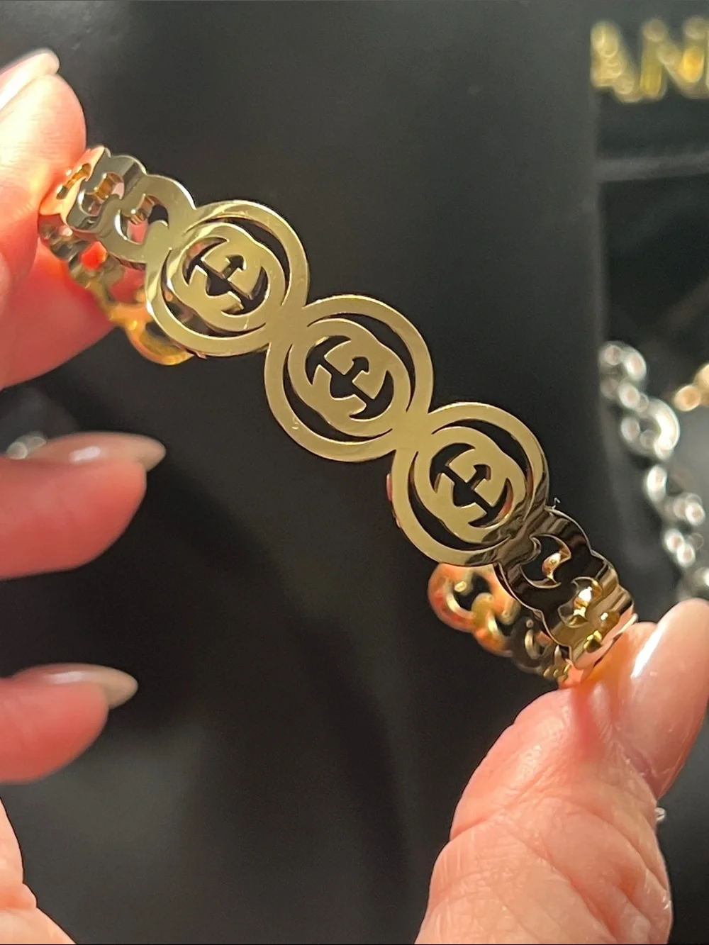 Up Cycled Gold Emblem Link Bracelet
